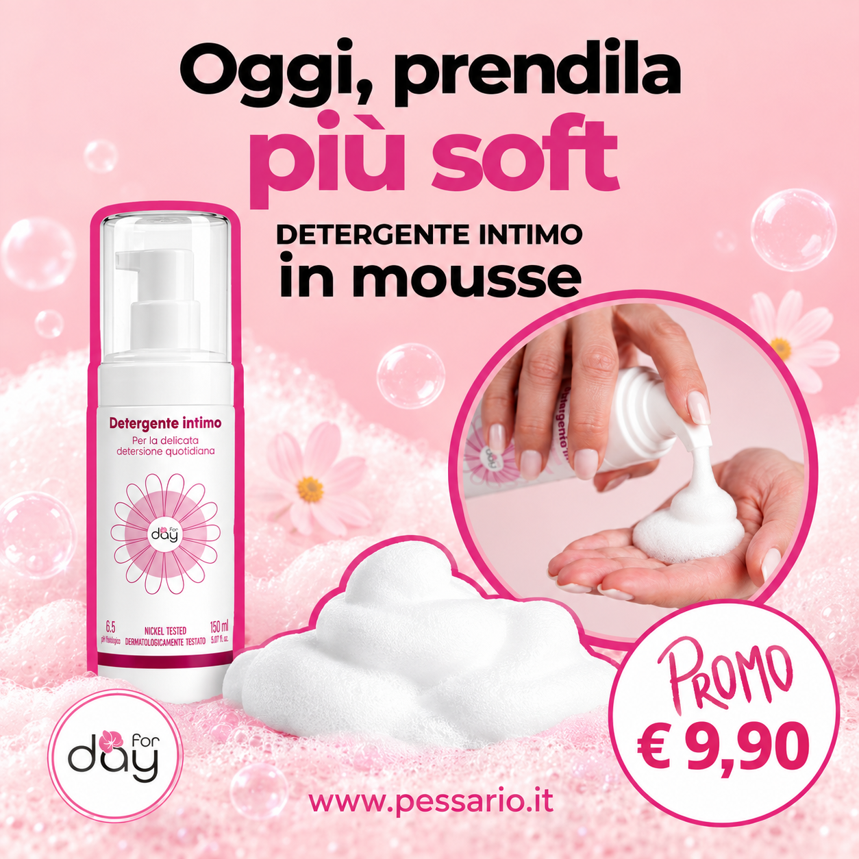 Gentle intimate foam cleanser pH 6.5 for daily hygiene